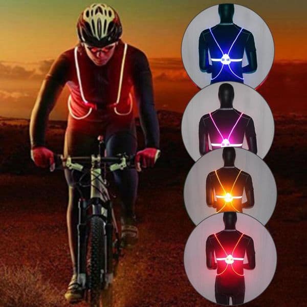 Night Outdoor Sport LED Vest - 360 Reflective High Visibility Flash Safety LED Fiber Optic Night Running Riding Colorful thumbnail 2