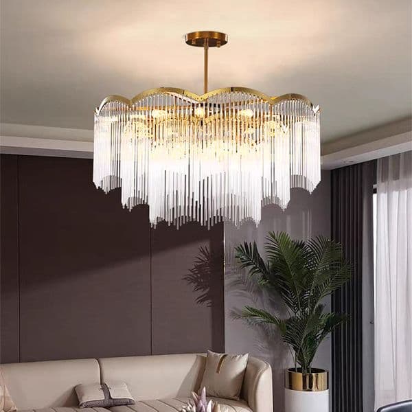 Moonriver Light Classic Clear Glass Chandelier Gold Droplight Hotel Lobby Bar Counter Pendant Light Artsy Hanging Lamp for 2024