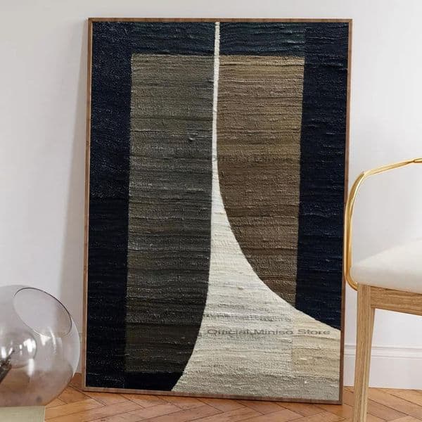 1pc Abstract Retro 2025 Black Geometry Poster Self-adhesive Art Waterproof Paper Sticker new Coffee House Bar Room Wall Decor