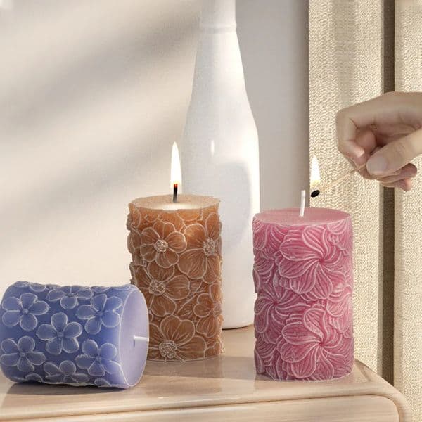 Flower Butterfly Columnar Silicone Candle Mold DIY Waves Soap Resin Plaster Making Tool Geometry Chocolate Mould Home Decor Gift