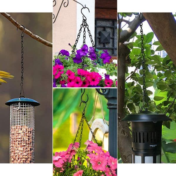 5 Pcs Flower Basket Bird Cage Chain Hangers Billboard Ornament Black Pots Outdoor Garden Clothes Lantern Hanging Hook