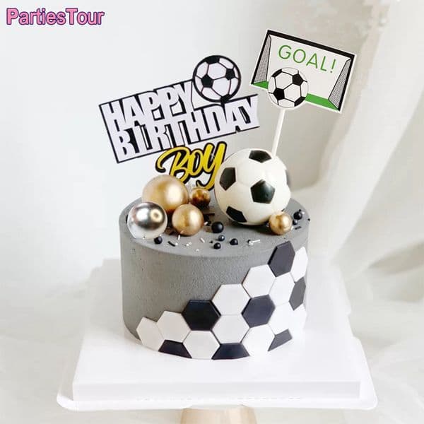 Glitter Football Cake Topper Happy Birthday Soccer Cake Topper Sports Game Cake Decor Football Theme Birthday Party Supplies