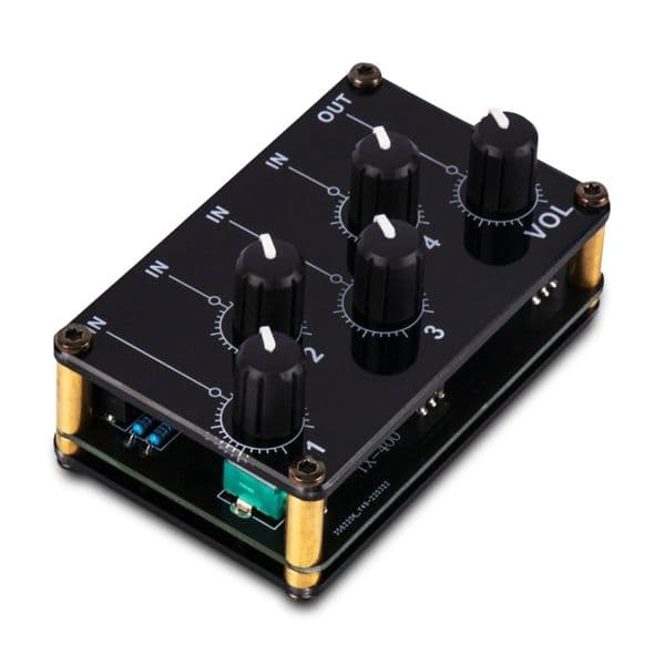 Mini 4 Channel Stereo Line Mixer 4in1out for Live Studio Recording Low Noise Small & Sophisticated Audio Passive Mixer