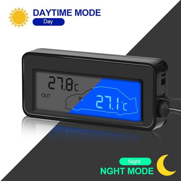 Car Digital Thermometer Mini LCD Waterproof Indoor Outdoor Convenient Temperature Sensor With 1.5M Cigar lighter Cable