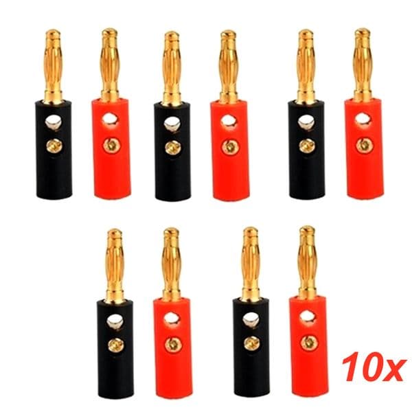 10pcs Audio Speaker Screw Banana Gold Plate Plugs Connectors 4mm Accessories