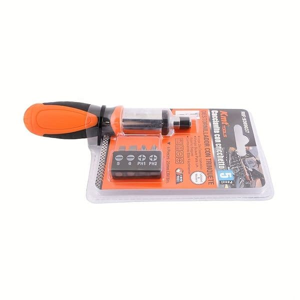 KMT Tools,1 Set 5 In 1 Screwdriver Bit Set With Ratchet,Including 4pcs 25mm CRV Bits,Repair Kit For Daily Use