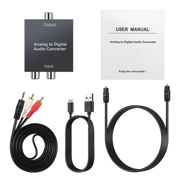 Analog to Digital Audio Converter R/L RCA 3.5mm AUX to Digital Coaxial Toslink Optical Audio Adapter For PS3 Xbox