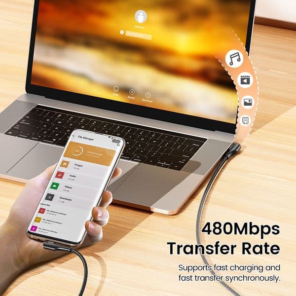 Toocki Dual Elbow USB Type C Cable 90 Degree 3A Fast Charging USB C Cable For Samsung Huawei Xiaomi Redmi USB A To C Gaming Cord
