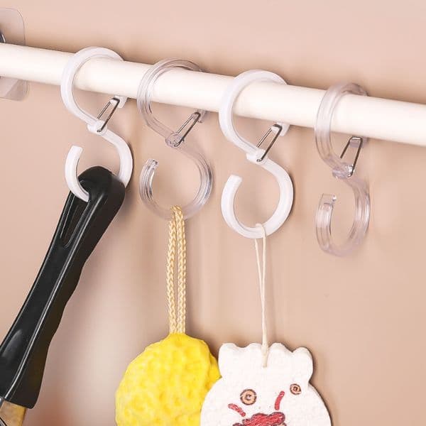 10/1PCS S-shaped Hook Kitchen Organizer Pot Rack Garden Hanging Clasp Bags Clothes Towel Closet Rod Hanger Hooks with Buckle