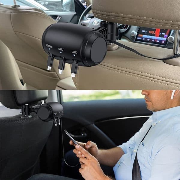 in 3 1 Car Shrinkage Cable Box Charging 2025 Cable Box Multi Port Highly Compatible Auto Retract 1PC