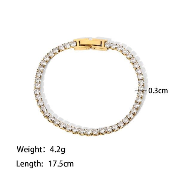 New Luxury Colorful AAA Cubic Zirconia Chain Bracelet Trendy Bangle Waterproof Jewelry for Women Party Gift