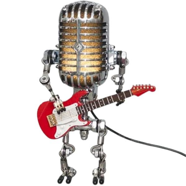 Microphone Robot Lamp Vintage Metal Microphone Robot Touch Dimmer Lamp Table LED Guitar Lampp Robot Desk Light Lamps Home Decor