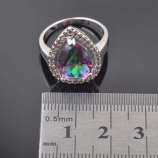 Rainbow Zirconia Women's Silver Color Jewelry Sets Earrings Pendant Necklace Rings Russian style QZ0103
