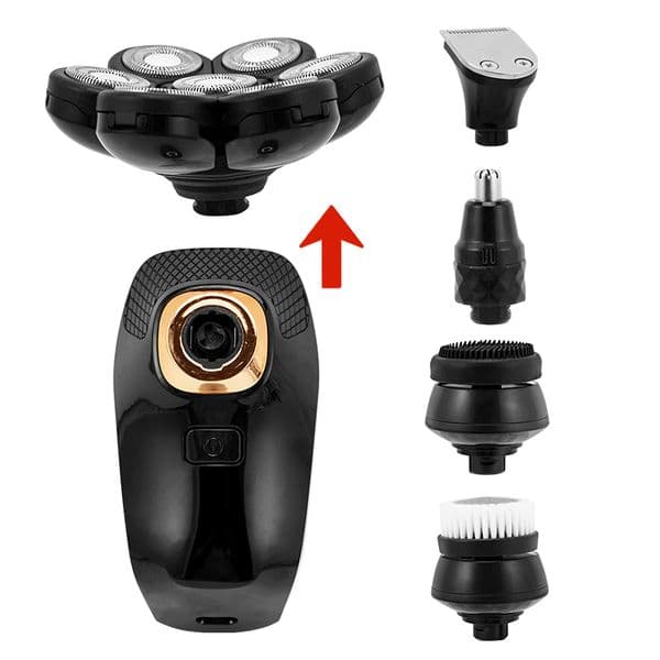 5 In 1 7D Men's Rechargeable Bald Head Electric Shaver 7 Floating Heads Beard Nose Ear Hair Trimmer Razor Clipper Facial Brush