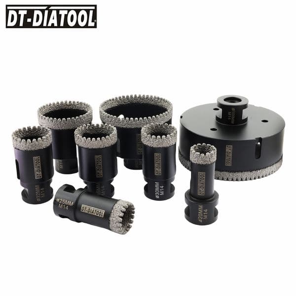 DIATOOL 1pc Diamond Drilling BiteCore Bit Serrated Drill Hole Saw Drill for Granite marble Ceramic Tile Crown M14 Thread