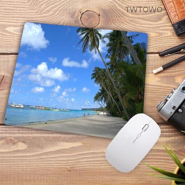 Beach Palm Island Background Anti-Slip Gaming Speed MousePad 180x220x2mm Cool Design Table Mat Player Rubber Laptop