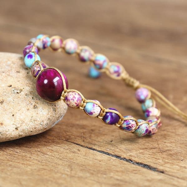 Natural Stone Beaded Charm String Braided Bracelet Colorful Bohemian Friendship Wrap Bracelet for Women Handmade Jewelry