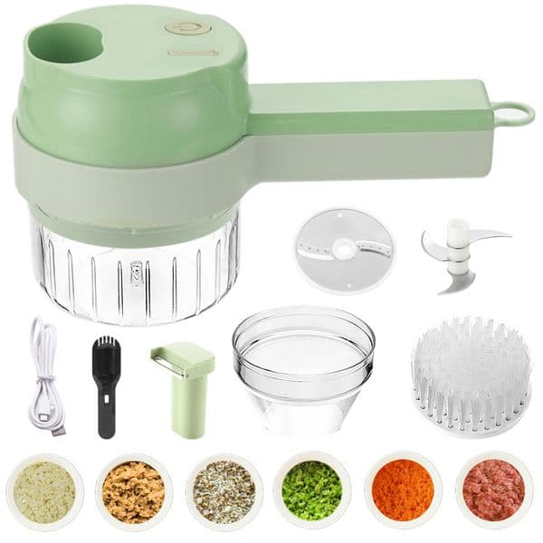 4 in 1 Electric Vegetable Cutter Garlic Mincer Food Chopper for Home Kitchen Cooking Tool Portable Multipurpose Vegetable Slicer