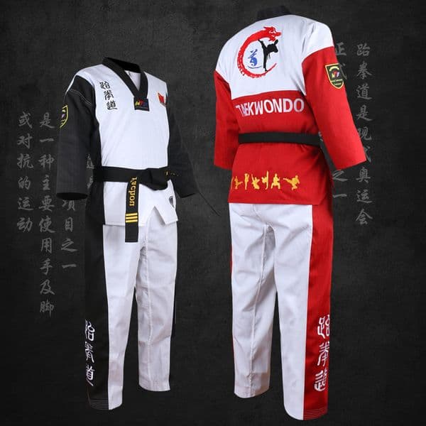Wholesale PineTree Taekwondo Uniform TKD Dobok WTF Logo for child kids girls uniforms clothes suit Boy's Birthday Gift