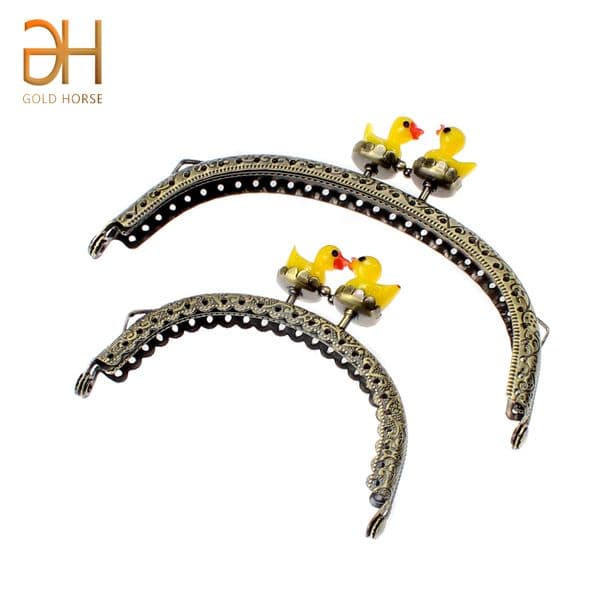 8.5/12.5CM Yellow Duck Kiss Clasp Lock For Bags Bronze Metal Arc Lace Purse Frame DIY Craft Wallet Sew Accessories