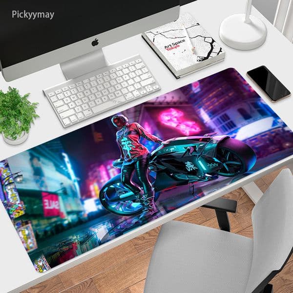 90x40cm Cyberpunk HD Print Thickened Mouse Pad Locking Edge Oversized Gaming Keyboard Table Mats Large Mouse Mat Desk Carpet