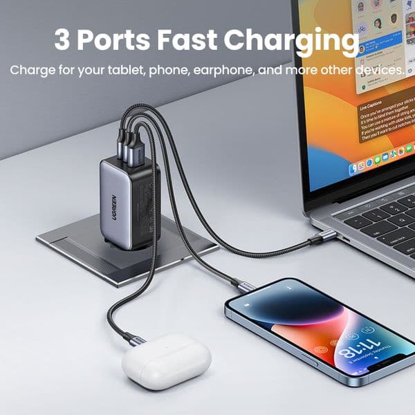 UGREEN 65W GaN Charger Quick Charge 4.0 3.0 Type C PD Fast Phone Charger USB Charger For Macbook Pro Laptop iPhone 15 14 13 Pro