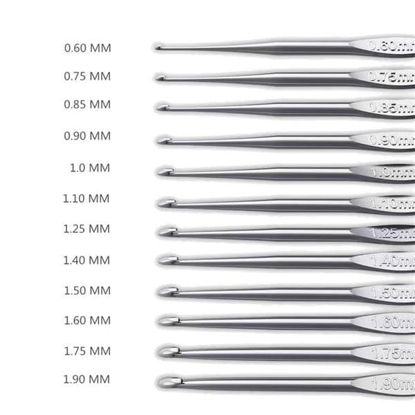 0.6mm-1.9mm Metal Handle Crochet Hook Knitting Needles Set Small Sizes DIY Lace Crochet Needles For Sweater Yarn Weave Tools