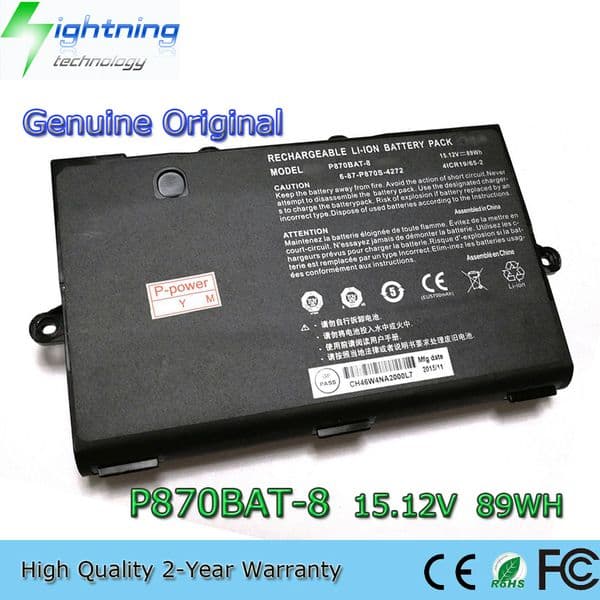 New Genuine Original P870BAT-8 15.12V 6000mAh Laptop Battery for Clevo NP9877 P8700S P870DM P870KM P870TM-G