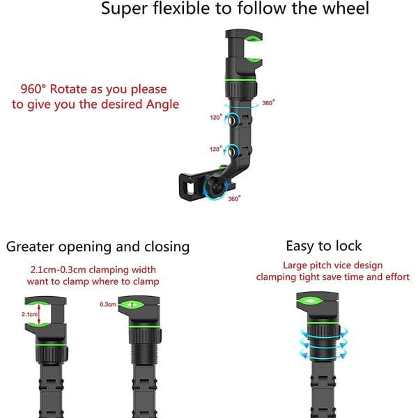 2026 New Ibudim Rearview Mirror Mobile Holder Universal Adjustable Stand Mount Car Cell Phone Clips For Iphone 13 outdoor 12 Free Shipping