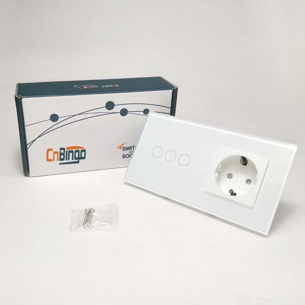 Bingoelec WIFI Light Switch with 16A Wall Socket Smart Switch and Sockets SENSOR APP Control Works with Alexa Tuya Smart Life