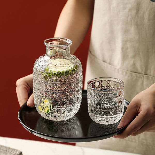 2026 New 440Ml Bottle With Glass Cup Set Bedside Night Water Carafe Home Garden outdoor Kitchen Barware Bar Set Free Shipping