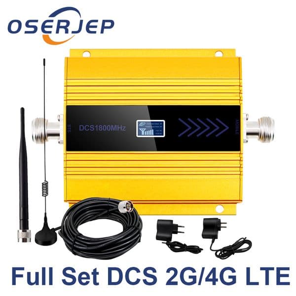 OSERJEP 4G LTE Mobile Signal Repeater 1800Mhz Cellphone Cellular GSM 1800 MHz Cell Phone LCD Display + Sucker Antenna