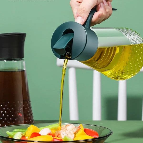 Glass Cruet Oil Dispenser Bottles Oiler Kitchen Spice Bottle Gravity Anti-Leakage Sauce Vinegar Leak-proof Vinegar Bottle Sauce