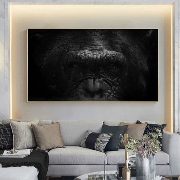 Modern Black Gorilla Orangutan Pictures Animal Wildlife Monkey Posters and Prints Wall Art for Living Room Boys Room Decor