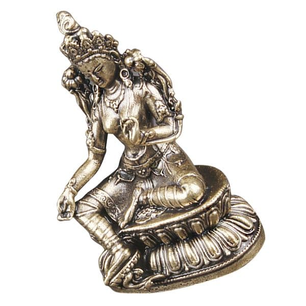 Brass Green Tara Buddha Statue Desktop Vintage Buddha Figurine Buddha Sculpture