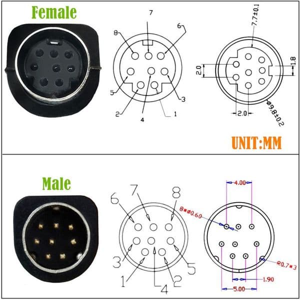 1/2 Male/Female Mini DIN 8Pin Y-Type Adapter Cable S Terminal Cable MD 8-Core Audio And Video Cable S Video Set-Top Box Cable