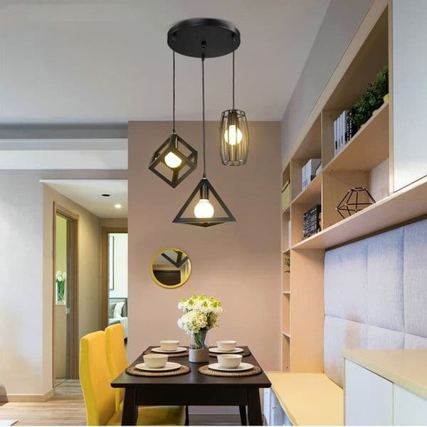 Luxury Living Room Lustre Shiny Black Steel E27 Led Pendant Lights Indoor Lighting Luminaria Led Pendant Lamparas Fixtures