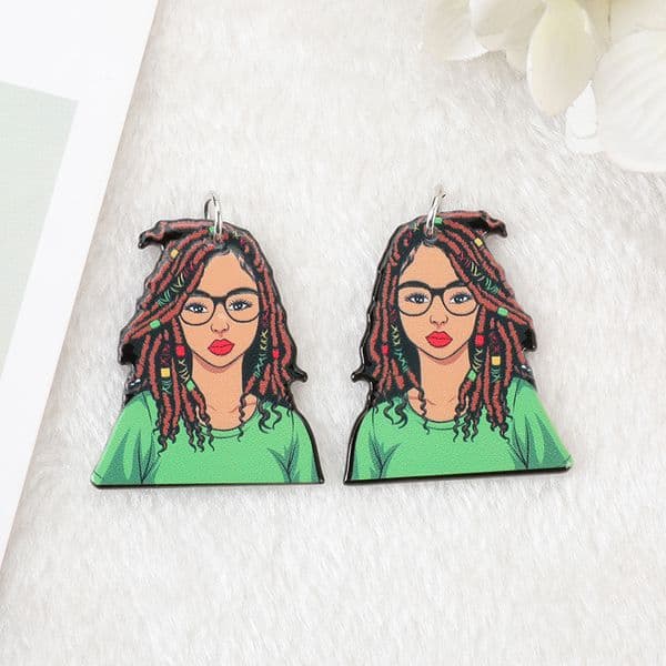 10Pcs Black Women Queen Charms Braids Dreads Hairstyle Color Classy Diva Lady Acrylic Jewlery Findings For Earring Necklace Diy