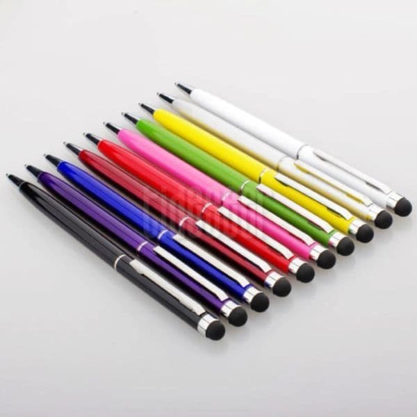 100pcs 2 in 1 Mini Capacitive Touch Pen Stylus Screen For iPhone iPad Smart Phone Tablet Laptop Built-in Ballpoint Pens