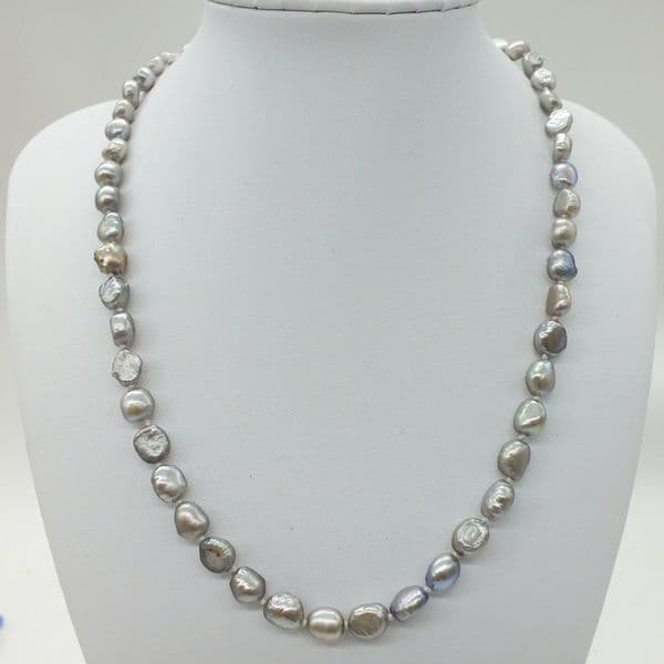 6mm Natural Gray Tahiti Baroque Pearl Necklace 45CM