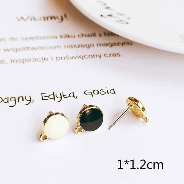 Enamel Alloy Round Stud Earring Components Eardrop Simple Color Style for Women DIY Jewelry Accessories Handmade Materials 10pcs