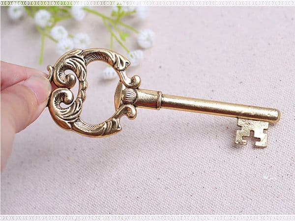 100pcs Key to My Heart Gold Antique Key Bottle Opener Wedding Party Favor Gift Vintage Rustic LL
