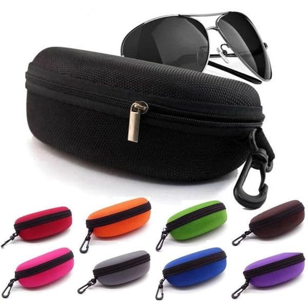 Solid Color Portable Zipper Eye Glasses Carry Bag Sunglasses Clam Hard Eyewear Case Travel Protector Box Wholesale