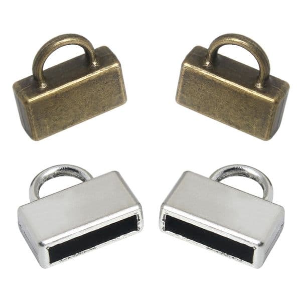 20pcs Antique Bronze Silver Color End Caps Jewelry Clasps Fit 10x2mm Flat Leather Cord DIY Bracelets Connectors Making Findings
