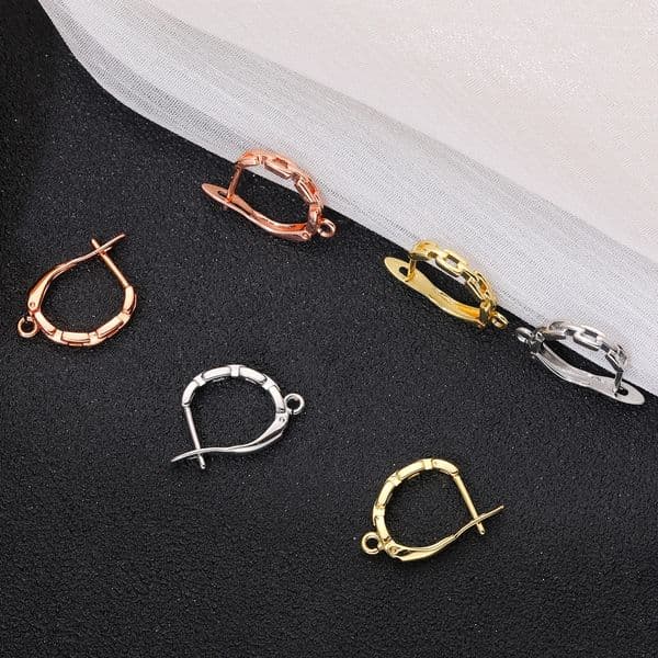 Juya 4 8Pcs/Lot DIY Silver Plated Fastener Ear Wire Fixtures Basic Earring Hooks Accessories For Women Dangle Earrings Making