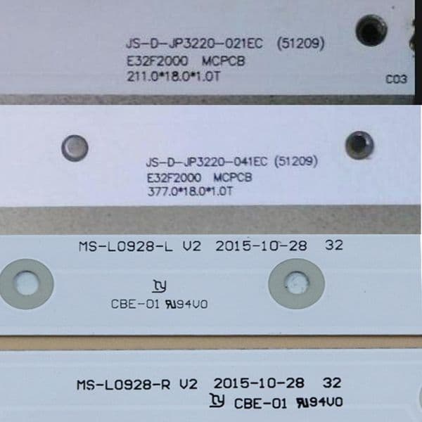 TV LED Array Bar JS-D-JP3220-021EC JS-D-JP3220-041EC (51209) E32F2000 MCPCB LED Backlight Strip Matrix Kit LED Lamp Lens Bands