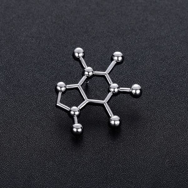 DCARZZ Caffeine Molecule Brooches Medical Jewelry Lapel Pin Code Trendy Jewelry Hijab Pins Gift Women Accessories