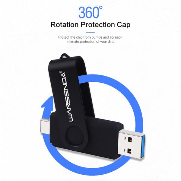 WANSENDA TYPE C USB Flash Drive 2 IN 1 Pen Drive 512GB 256GB 128GB 64GB 32GB 16GB Pendrive High Speed USB 3.0 Memory Stick