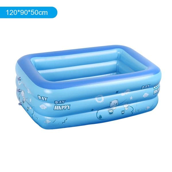Inflatable Kids Swimming Pools Portable Rectangle Summer Water Fun Bathtub Indoor Outdoor 3 Rings Toddler Water Game Play Center