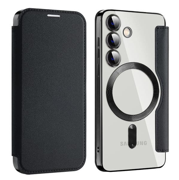 Flip Leather Magnetic Cover Case for Samsung Galaxy S22 S23 S24 Ultra S23 Plus Magsafe Wireless Shockproof shell cses for Samsung A35 A55 s23 FE